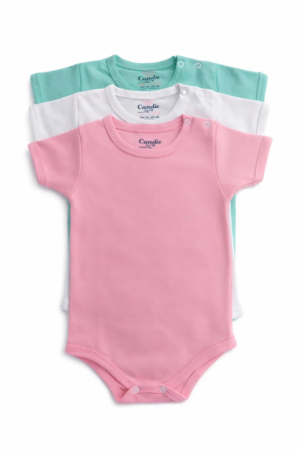 Candie Baby Short Sleeve Bodysuit, Cotton (Girl Pack, 6-12 M)
