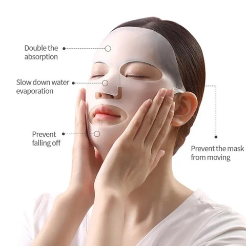 MySouqEg Store 3D Silicone Mask Face Women Skin Care Tool Hanging Ear Face Mask Gel Sheet Reusable Lifting Anti Wrinkle Firming Ear Fixed Tools 1Pcs (White-S)