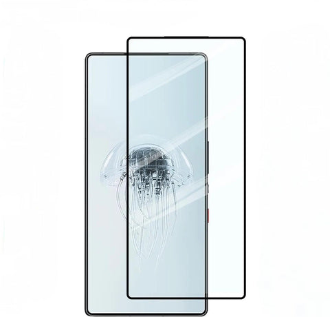 Full coverage tempered glasses screen protector with fingerprint support and olephobic coating for Red Magic 10 Pro - black