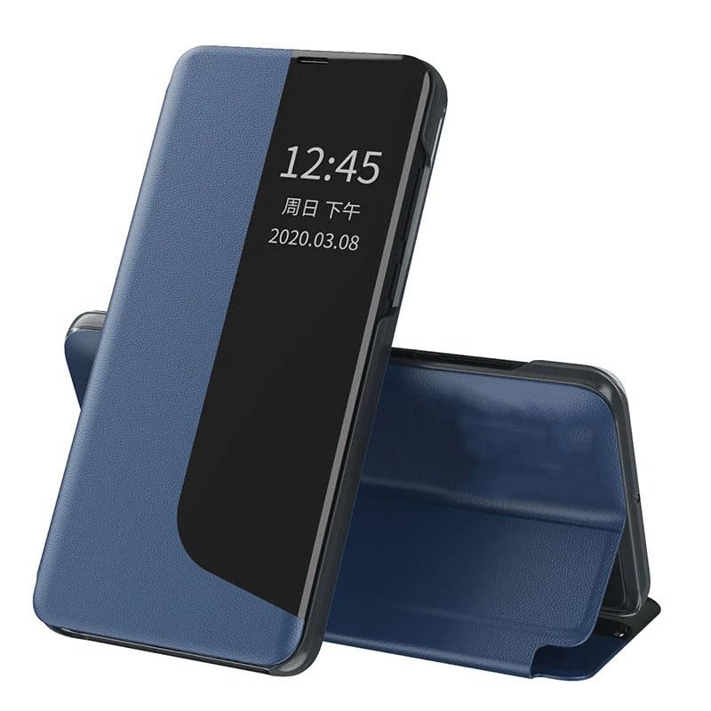 ELMO3EZZ Compatible with Case for Realme 11 Pro plus, Flip Premium PU Leather Case Business Display Window Folio Kickstand Protective Phone Cover Not Original'' (Blue)