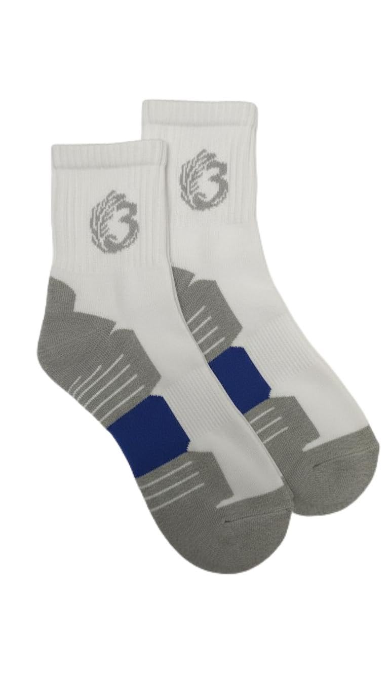 Men's High Ankle Cotton Blend Crew Socks – Half Terry Cushioned Interior, Breathable Athletic Design, Comfortable Everyday Wear, Sport Pattern, Size EU 40–46