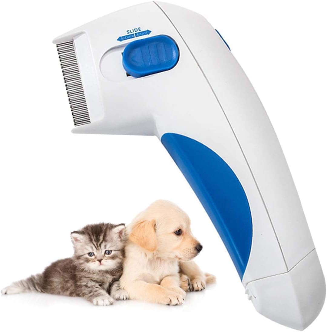 Electric Flea Comb for Cats and Dogs, Chemical Free and Pesticide Free, Gentle Safe Pet Grooming, Instantly Stuns Fleas on Contact, No Harm to Your Pet