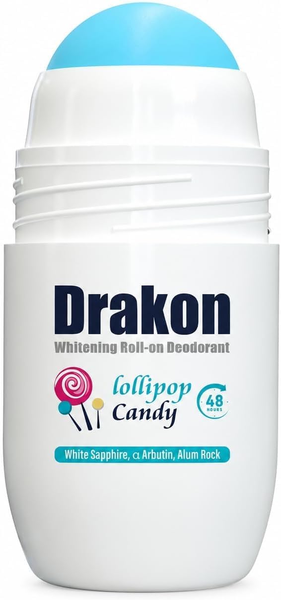Drakon Roll-on Deodorant 5in1 Lollipop candy Scent,48h Protection For Sensitive Under-arm Aluminum Chloride & Alcohol Free - 50 ml