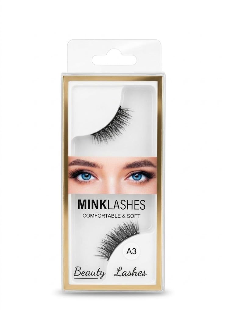1 PAIRS 3D HALF Faux Mink False lashes | Reusable Lightweight & Natural Looking HALF Eye Makeup Look (N-3)