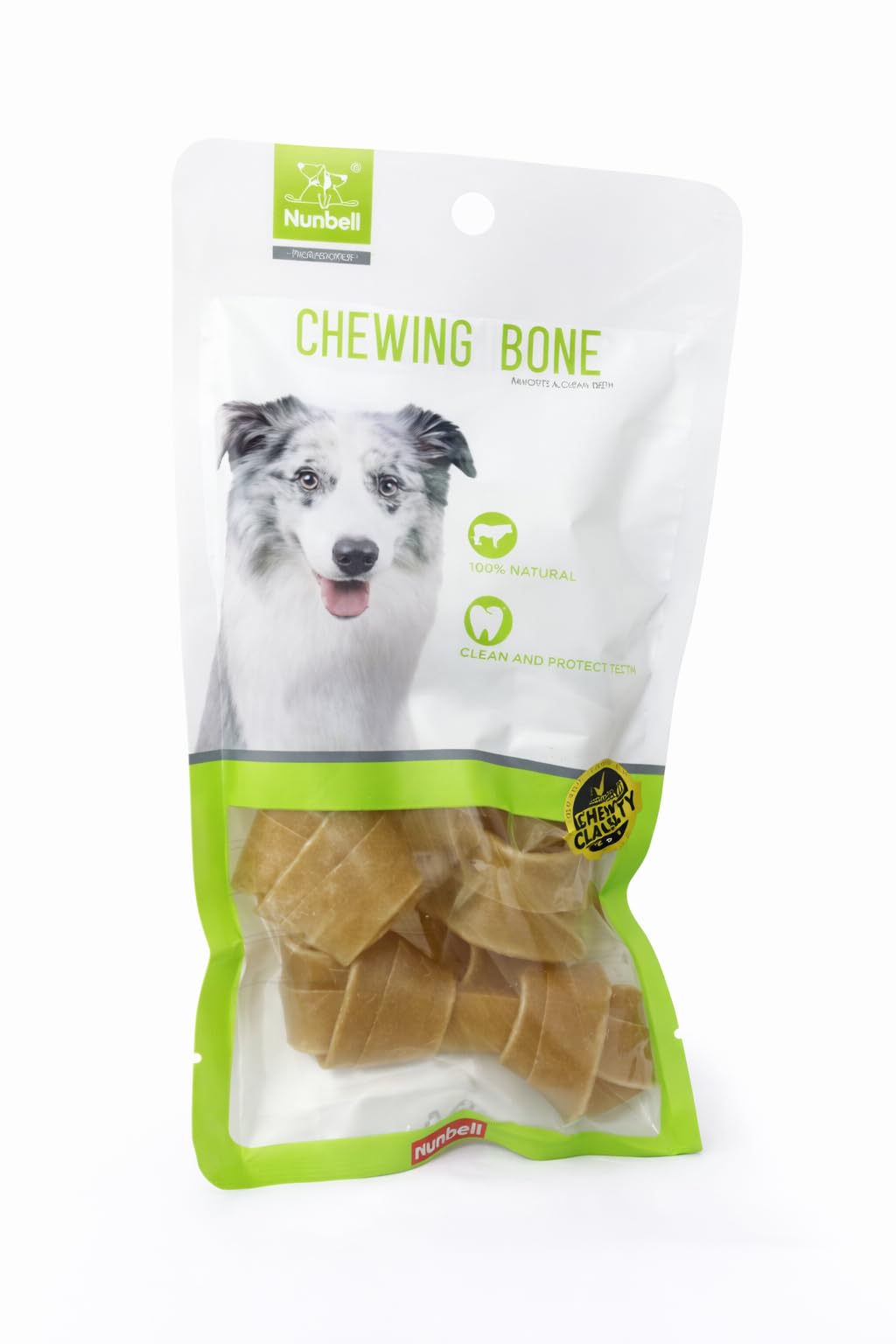 Nunbell Edible Chewing Bone for Dogs, 100% Natural, Clean and Protect Teeth, 4 Pieces