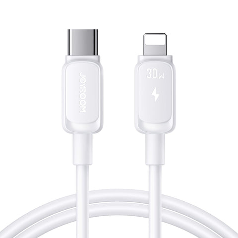 Joyroom S-A14 Multi-Color Series 30W Fast Charging Cable Type-C to Lightning Data & Power Cable 1.2 Meter Durable Flexible Design - White