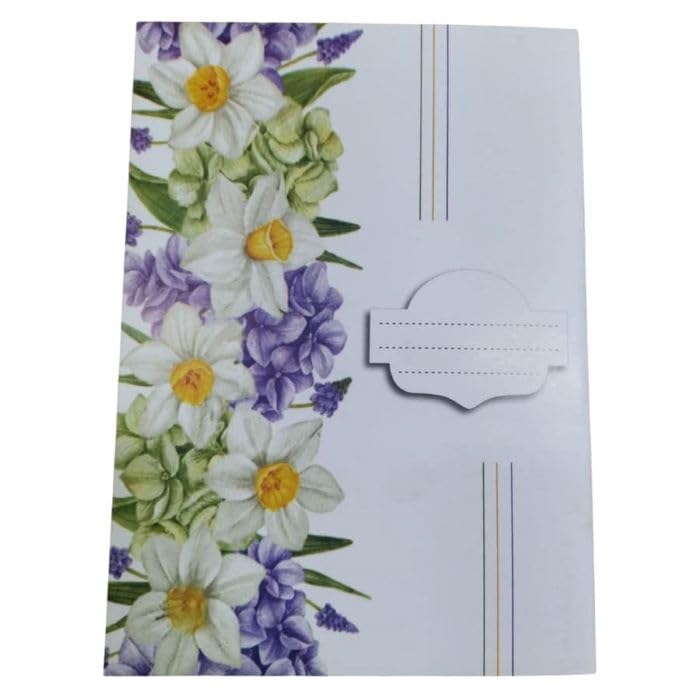 Extra Line School Notebook Pin 9 100 Pages White Flower Design Koshia Cover 16 × 22.5 cm soft touch cover for comfortable daily writing white