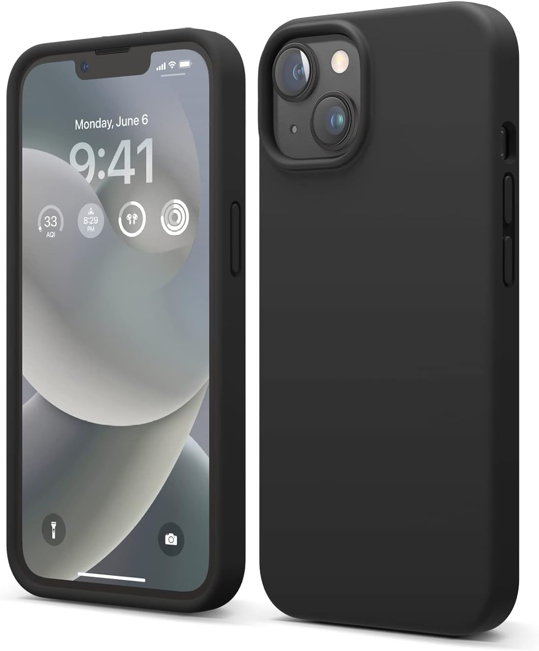 Compatible with iPhone 15 Case, Liquid Silicone Case, Full Body Protective Cover, Shockproof, Slim Phone Case, Anti-Scratch Soft Microfiber Lining 6.1 Inch (Black)