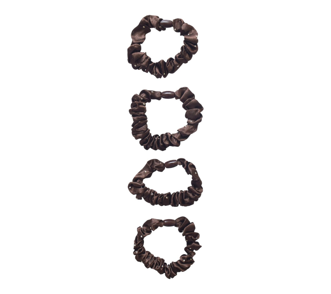 Daphne 4-Piece Girls' Cotton Hair Ties - Brown
