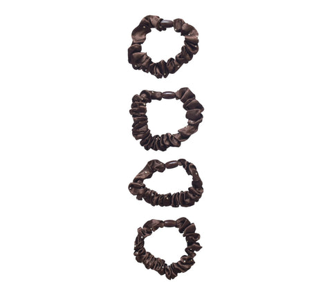 Daphne 4-Piece Girls' Cotton Hair Ties - Brown