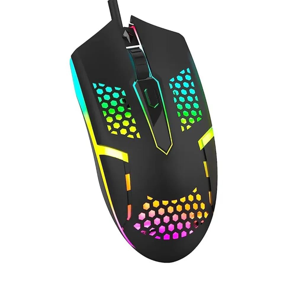 Wired Optical Mouse 1000DPI Gaming Mouse USB Gaming Mouse Ergonomic Mouse with Colorful Breathing Light - Black (ZR-1720)
