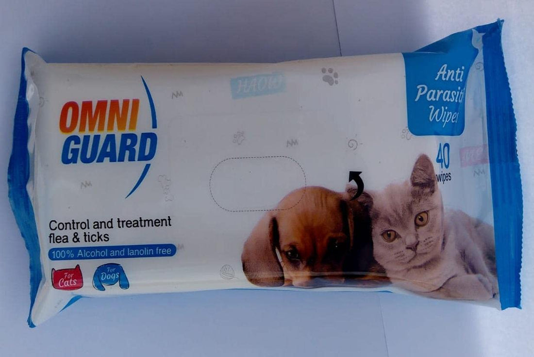 Omni Guard Anti Flea & Ticks Wipes for Cats & Dogs - 40 Wipes