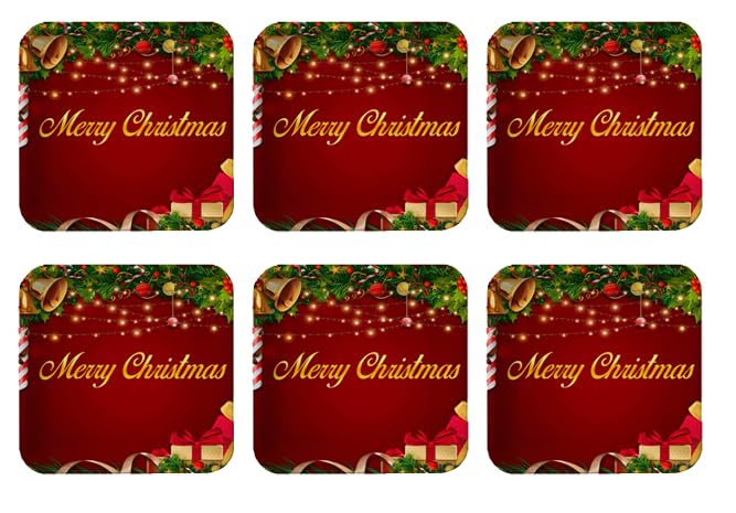 Party plates in distinctive shapes for Christmas, MERRY CHRISTMAS size (24x24), pack of 6 pieces