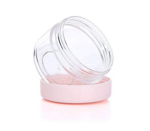 12PCS Clear Plastic Round Pot Pink Screw Cap Lid with Clear Base Empty Jars Travel Cosmetic Sample Containers for Make Up Face Cream Lotion Nail Powder Eye Shadow Lip Balm Container Lot (20ml)