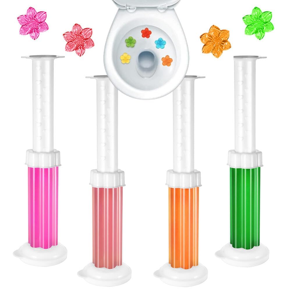 Bukela 4Pcs Toilet Gel Stamps - Floral Scented Bathroom Deodorizer, Long-Lasting Toilet Bowl Cleaner Refills, Fragrant WC Freshener Stickers for Cleaning