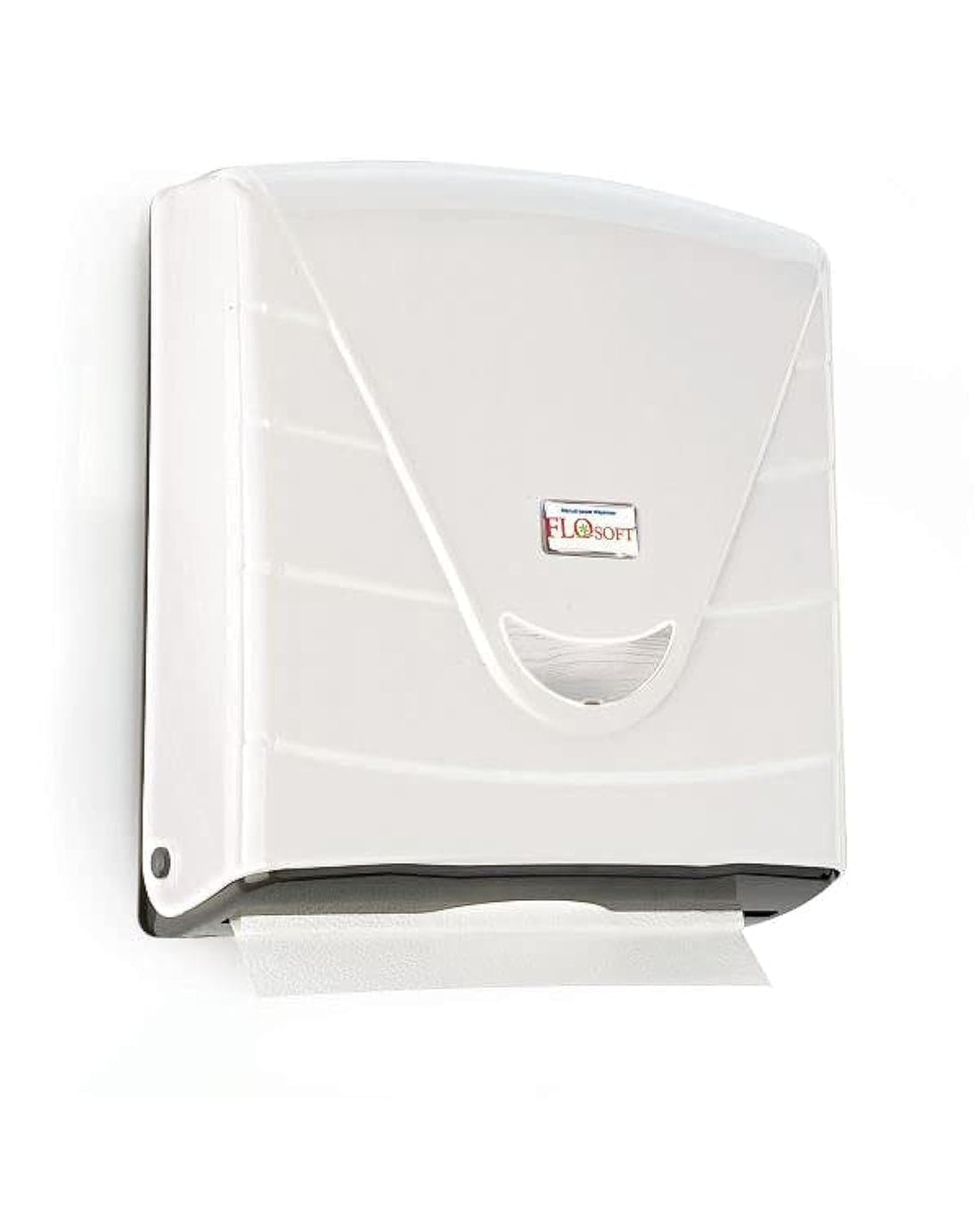 Flosoft Plastic Paper Towel Dispenser Wall Mount, Holds 300 Z-Fold Paper, Commercial Hand Towels Dispenser for Bathroom/Restroom, Office, Shop or Home, White