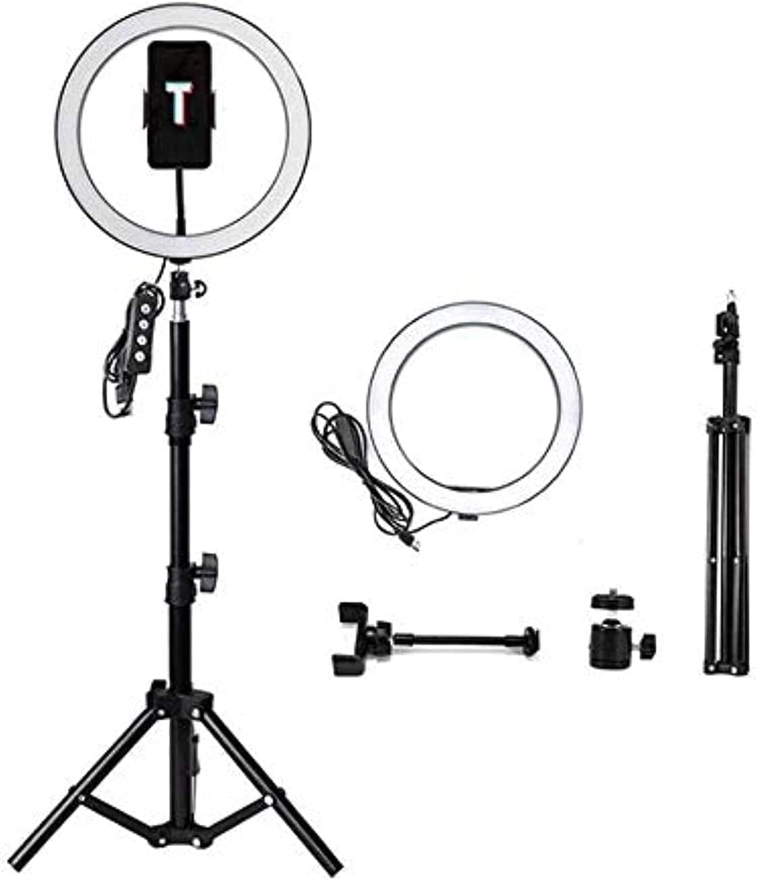 Selfie Ring Light 33cm with Adjustable Tripod, Dimmable LED Light, 33 Lighting Modes, 10 Brightness Levels, for Live Streaming, Makeup, Photography
