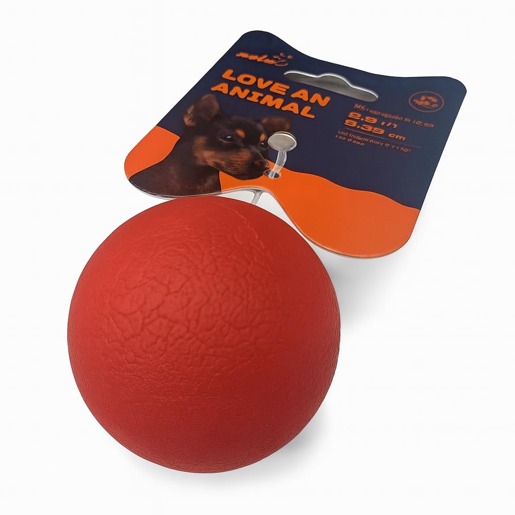 Durable Rubber Dog Toy Ball, Chew-Resistant, Bounce and Play Training Ball, Red