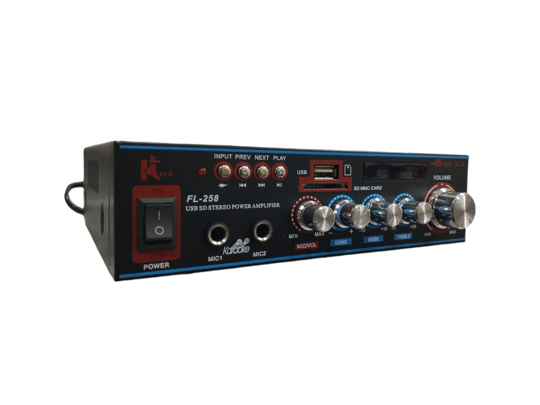 GM FL-258 Audio amplifier hi-fi stereo sound with USB SD MIC input bass treble ECHO TONE control