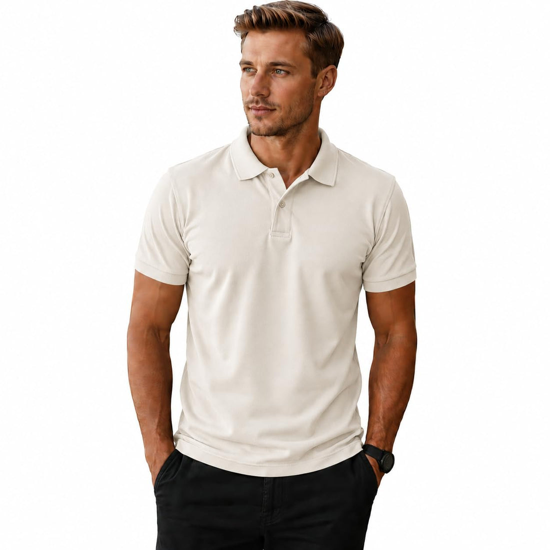Men’s Polo T-Shirt – Classic Short Sleeve Casual Top, Soft Cotton Feel, Comfortable Fit for Daily Wear
