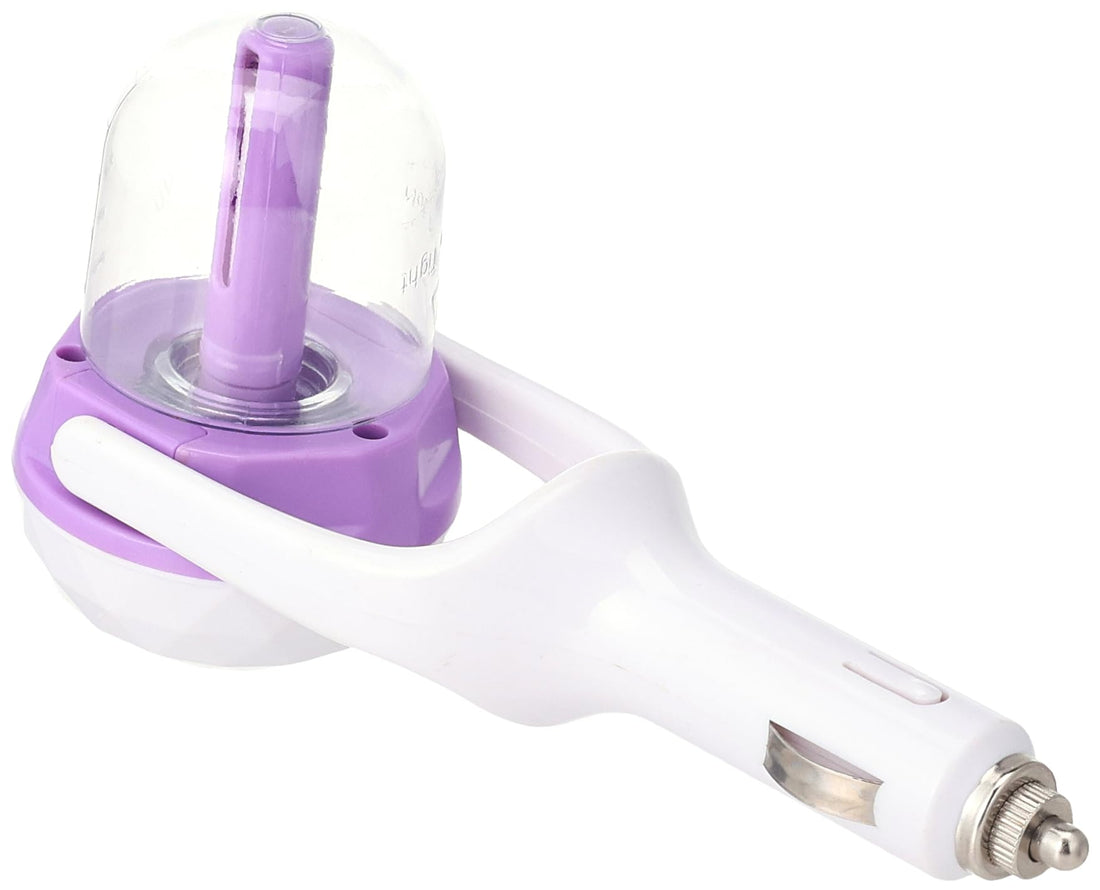 Total Car humidifier with usb charger port, white/purple