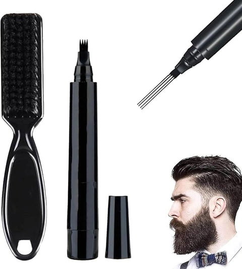 Beard Liner Pen Set for Men Waterproof & Sweatproof – Fine Point Tip Pen for Natural Look – Long Lasting for Professional Beard, Moustache & Eyebrows