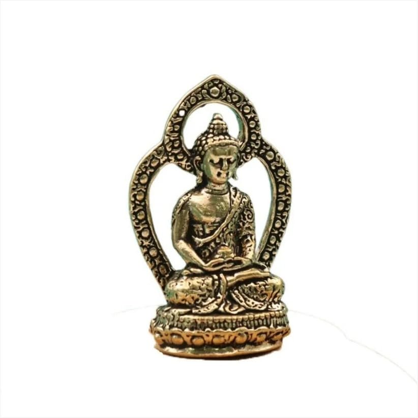 MySouq-Store 1Pcs Handcraft Buddha Statue Chinese Style Pure Brass Vivid Buddha Pendant Miniature Mini Brass Buddha Car Pendant - Random Shape