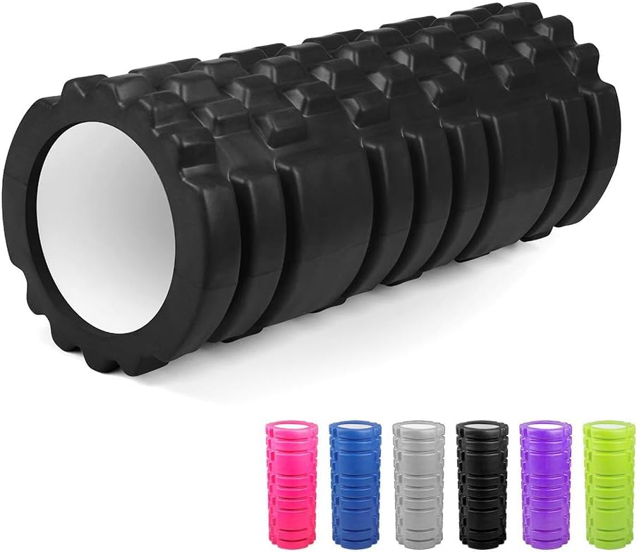 SportQ Foam Roller Fitness Foam Roller, Deep Muscle Massage Roller and Lightweight Muscle Massage for Yoga and Pilates for Muscle Relaxation, Balance Exercise, Physical Therapy Pain Relief (Black)