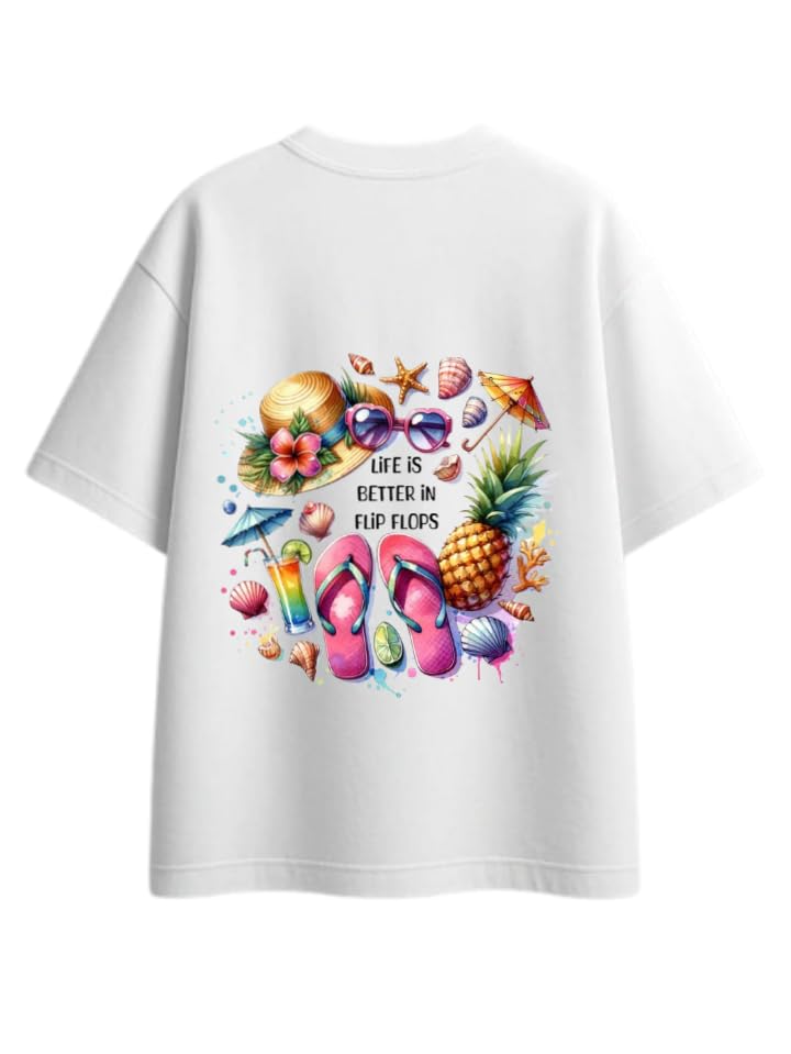 Sammer Vbes T-shirt White Back LIFE IS BETTER IN FLIP FLOPS 45