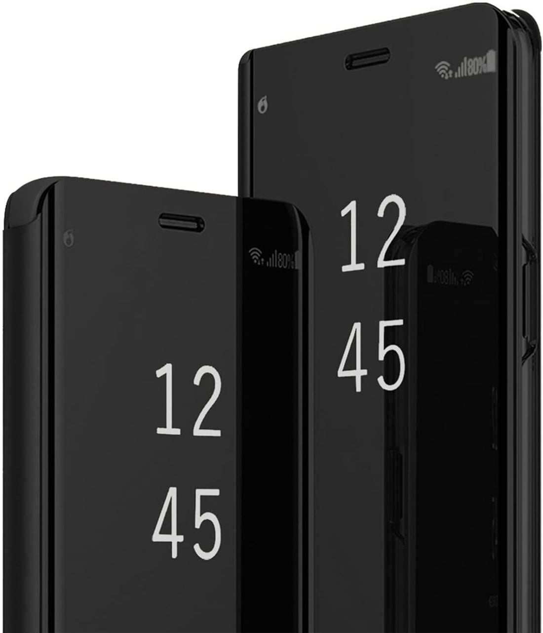 Smart Mirror Flip Cover Case for Reno 9 Pro Plus – Slim, Stylish, and Anti-Scratch, Shockproof, Smart Wake/Sleep (Black, Reno 9 Pro Plus)