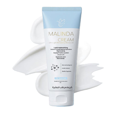 Malinda Light Moisturizing Cream for Oily and Acne-Prone Skin, Hyaluronic Acid & Niacinamide, 120g