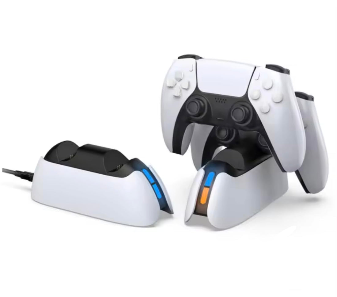 PS5 Controller Charging Station for Dualsense Edge, with RGB Light and LED Display, Accessory Set with USB C Cable