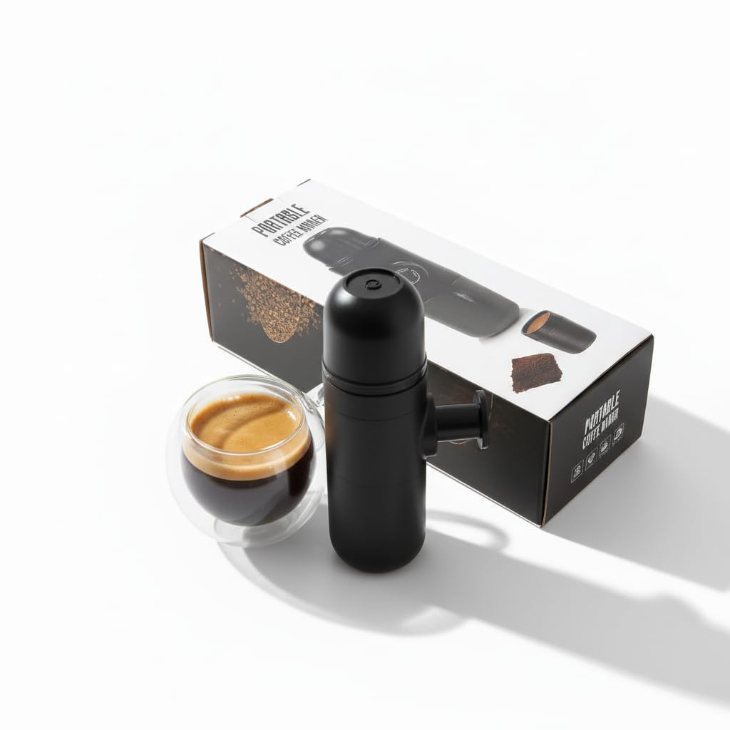 Portable Hand Press Espresso Coffee Machine – Compact & Light Design for Travel & Office – Portable Coffee Maker Without Electricity to Brew Fresh Espresso Anytime Anywhere