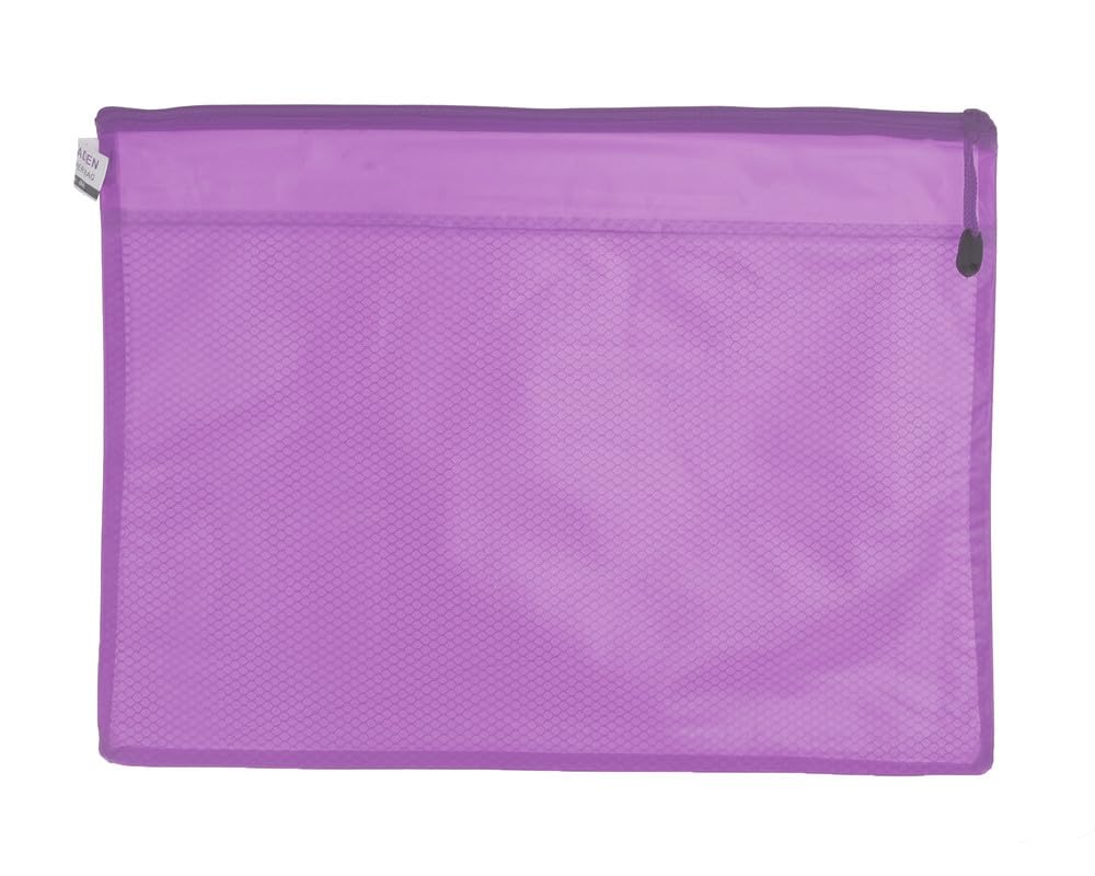 3A B4-1006 Plastic Paper Case with Zipper 28 * 39 cm 1 Piece - Mauve