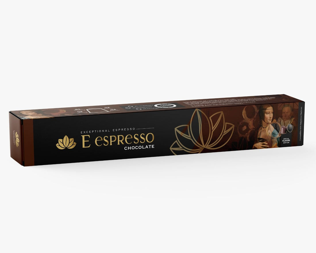 E espresso Chocolate Flavor Aluminium Capsules compatible with Nespresso Machines