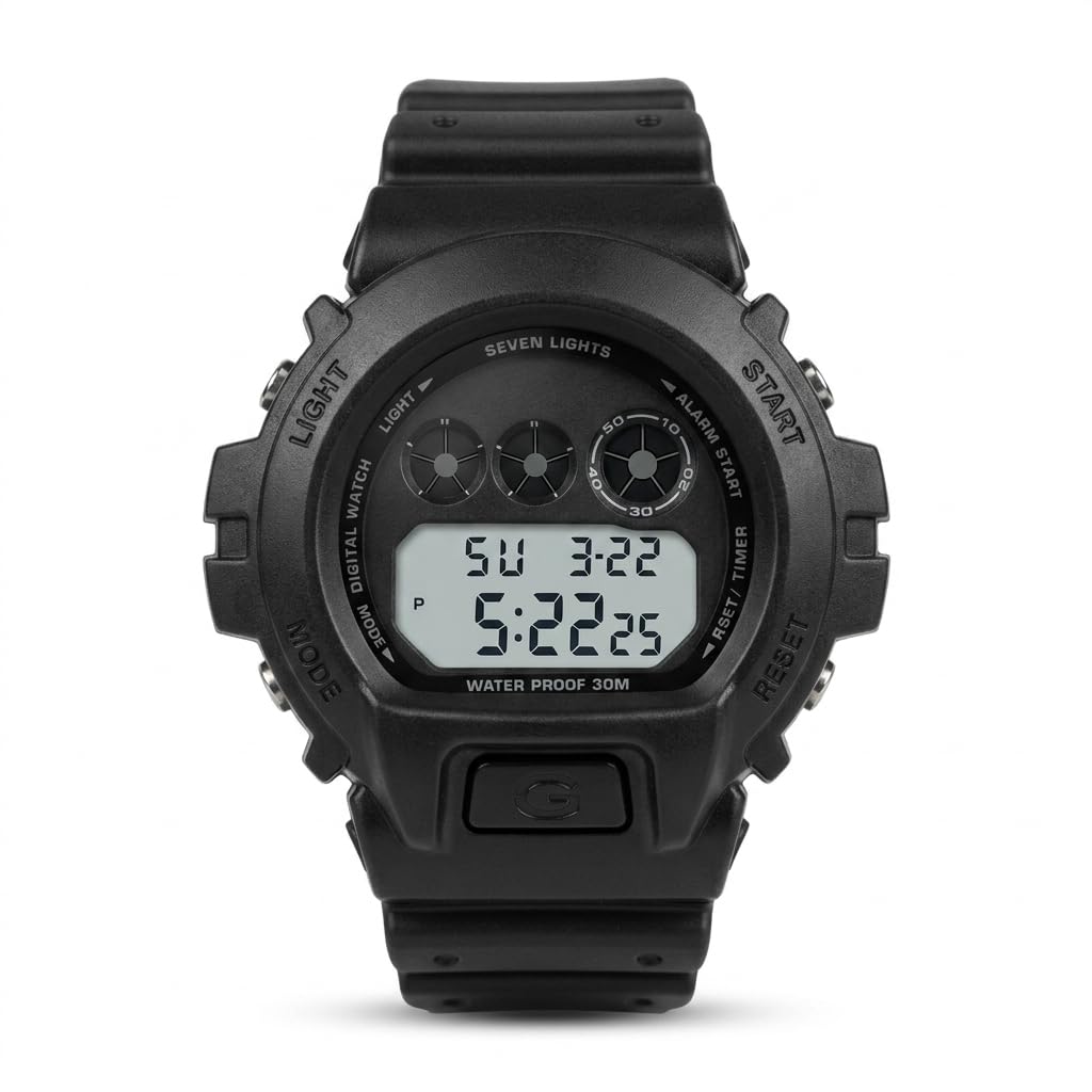 Fashion Tactical Digital Sports Watch (Astronaut Series) - Shock and Water Resistant (30M), EL Backlight, Alarm and