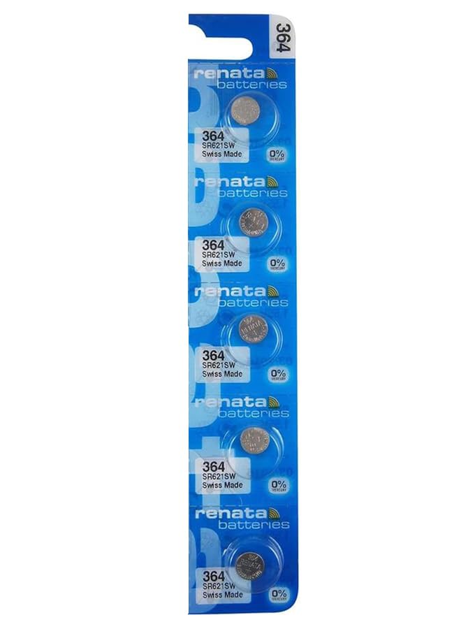 Renata Wrist Watch Battery - Swiss Made Button Cell 1.55V Renata Long Life Battery 5pcs 364-2, SR621SW,