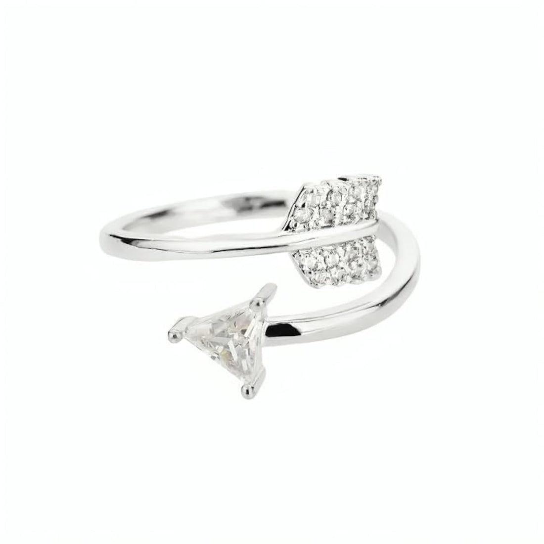 Zircon Adjustable Feather Ring for Woman Stainless Steel Arrow Geometric Finger Ring Accessories Jewelry Anillos Bijoux Femme