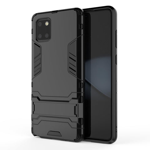 Phone Case Cover TPU+PC With stand in Back shock resistant compatible with Samsung Galaxy Note 10 Lite (Black)