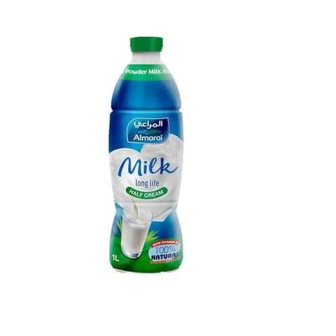 Almarai plain milk 1L half cream PET