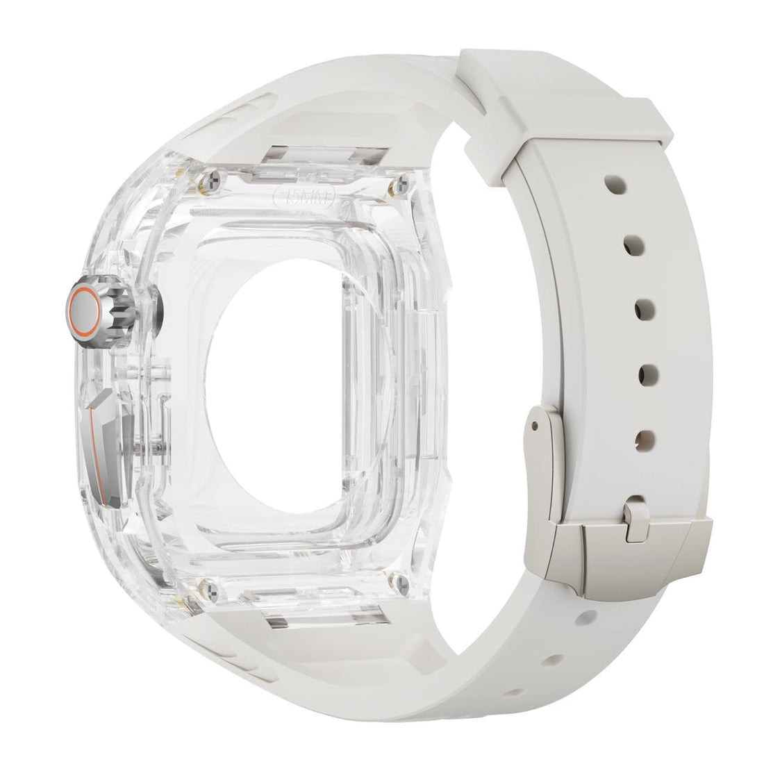 Nopatia Silicone Watch Band with Clear Case Compatible with Apple Watch Ultra 2 / Ultra 49mm, Built-in Clear Protective Frame Shockproof Soft Breathable Sport Strap