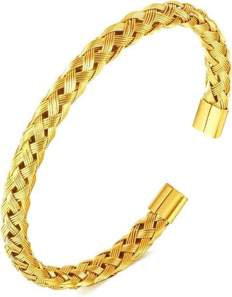 18K Gold Plated Stainless Steel Fashion Bangle Bracelet Julia Store Adjustable Handmade Charm Bracelet for Women Men
