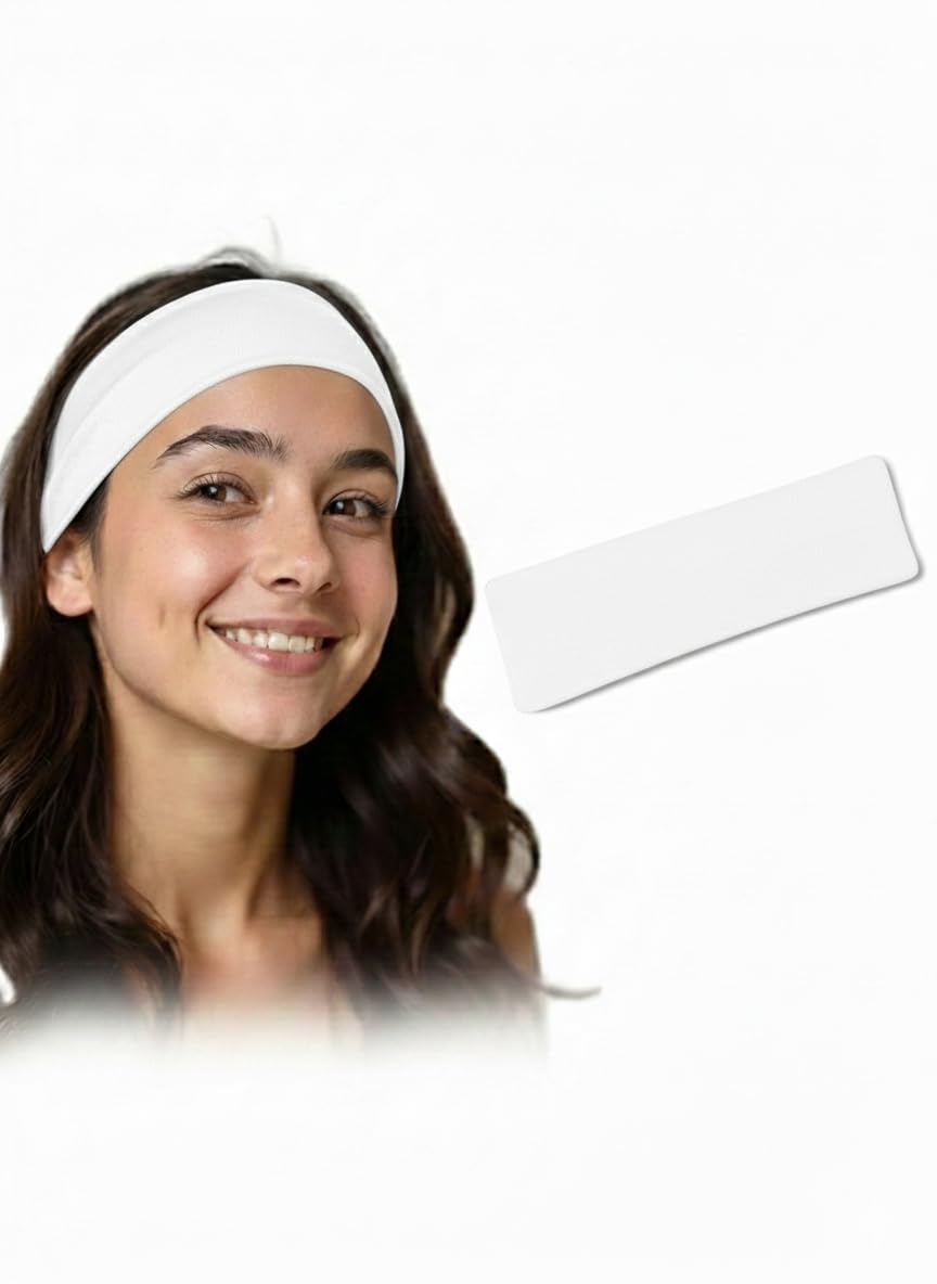 Headbands Plain Stretchy, Elastic Hair Bands for Women's, Headbands Non Slip, Soft Cotton Cloth Fabric Ideal for daily use. (White)
