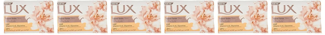 LUX Bar Soap for flaw-less skin, Lily, with Vitamin C, E, and Glycerine,120g (Pack of 6)