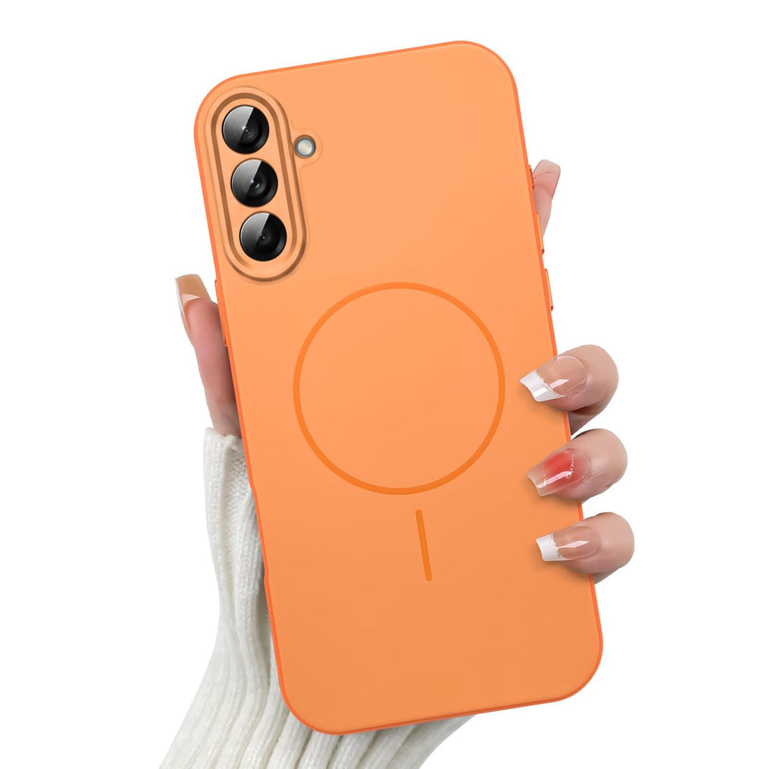 Dl3 Mobilak Case For Samsung Galaxy A57 5G Slim Design [Not Compatible with MagSafe] Soft Silicone Case Flexible TPU Anti-Scratch Protective Cover with Full Camera Protection - Orange