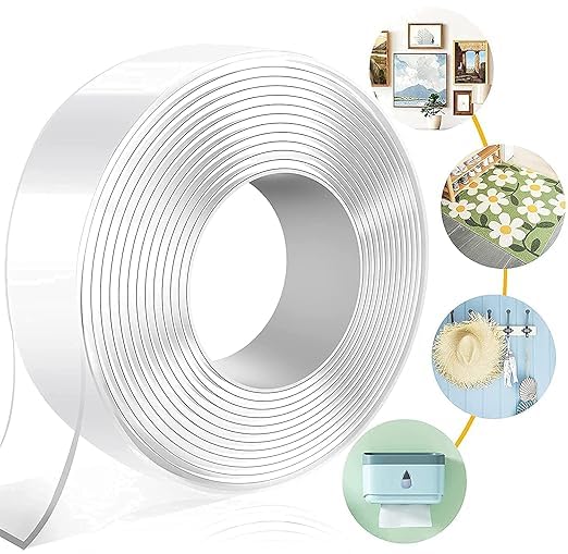 5 Meter Double-Sided Tape Heavy Duty, Traceless Multipurpose Adhesive Mounting Tape, Removable and Reusable Sticky Strips, Washable Strong Tape for Walls, Ideal for Home, Office, Craft, and Décor