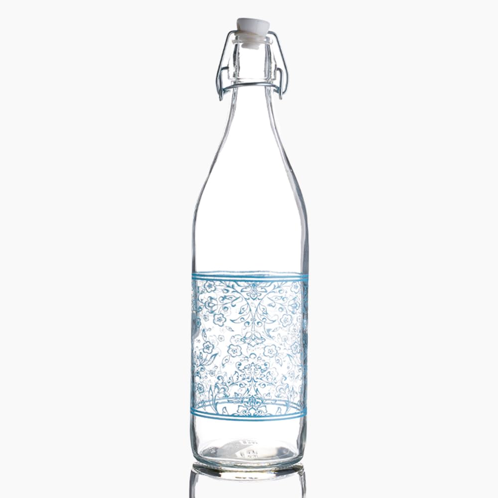 Zinnia Dove Blue Glass Water Bottle