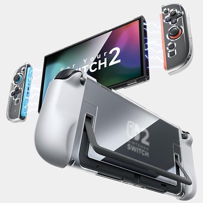 ECO Clear Protective Case for Nintendoo Switch 2(2025), Dockable Crystal Case Cover Accessories with Detachable Joycon, Transparent Slim Cover Compatible with Switch 2 Console, Split Design(clear)
