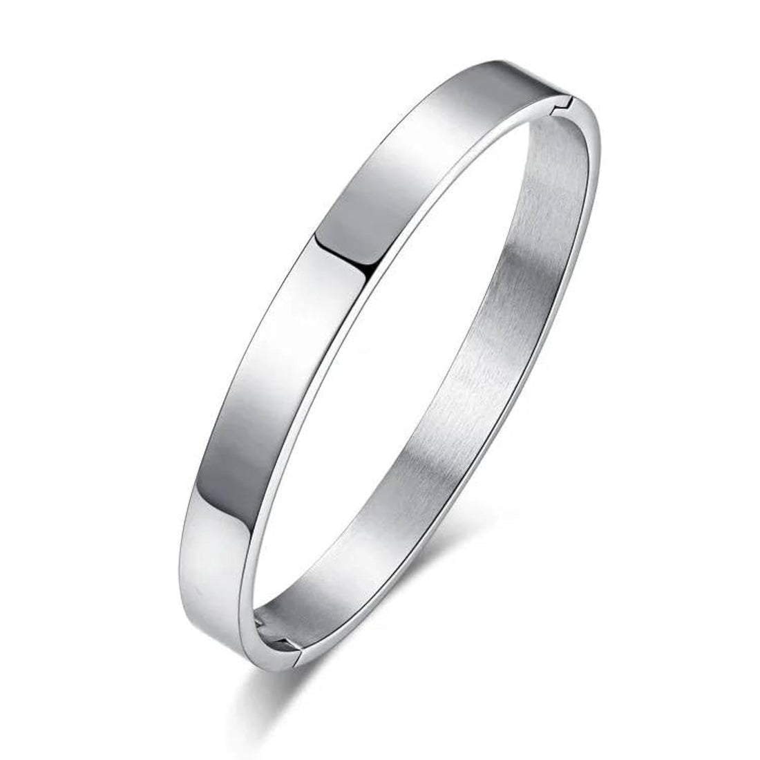 Classic Simple Smooth Men Woman Bracelet New Round Bangles Flat Cuff Open Silver Color For men Bangle Jewelry Gift