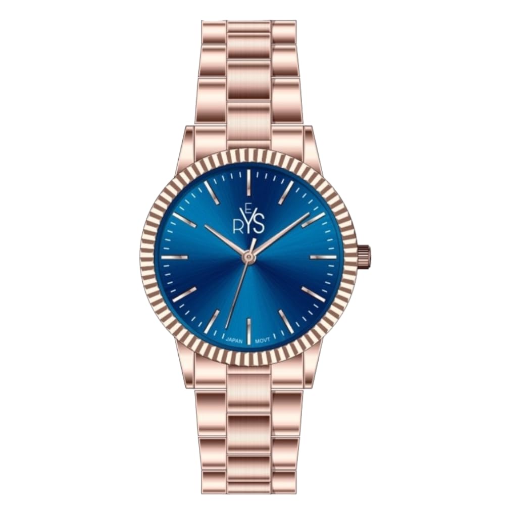 REYS WATCH WATCH-WOMEN-STAINLESS STEEL-ROSE GOLD AND BLUE R2042-RP